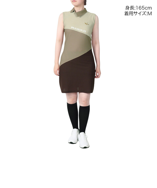1PIU1UGUALE3 ホワイトノースリーブポロワンピ/Ⅱ sizeM