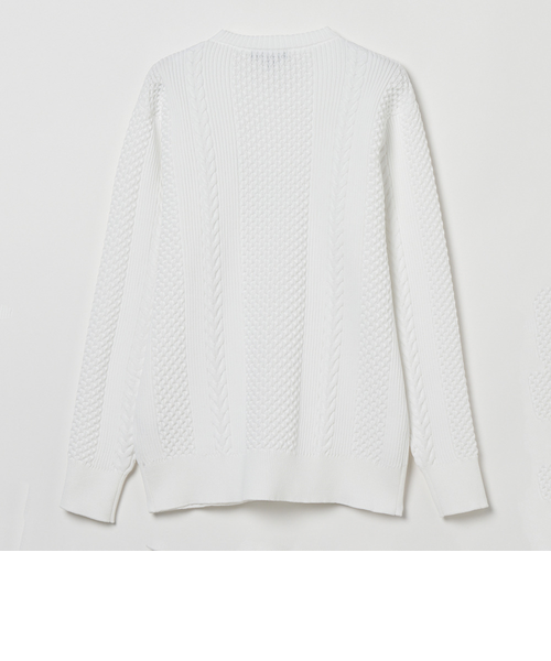 ROSASEN（ROSASEN）ゴルフウェア ケーブル編み 長袖 クルーネック