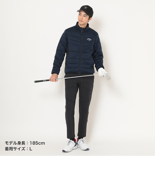 美品サイズL/Callaway防風裏地付/快適ストレッチWジップニットジャケット