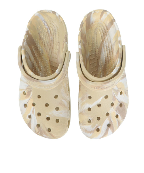 クロックス（crocs）サンダル クラシック マーブル クロッグ ベージュ