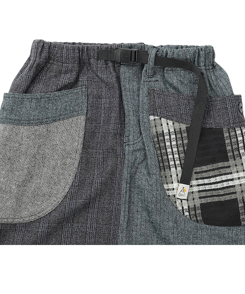 ゴースローキャラバン(GOSLOWCARAVAN)ウール ライク ファブリック クレイジー 脇ポケスカート 350207 BR… ゴースローキャラバン（GOSLOWCARAVAN）ウール ライク ファブリック