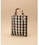 チェックラフィア スクエアトートバッグ 小サイズ