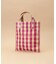 チェックラフィア スクエアトートバッグ 小サイズ