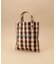 チェックラフィア スクエアトートバッグ 小サイズ