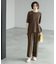 《6色展開/丈が選べる》美脚イージーワイドパンツ/セットアップ対応【ストレッチ/洗濯機洗い可/防シワ】