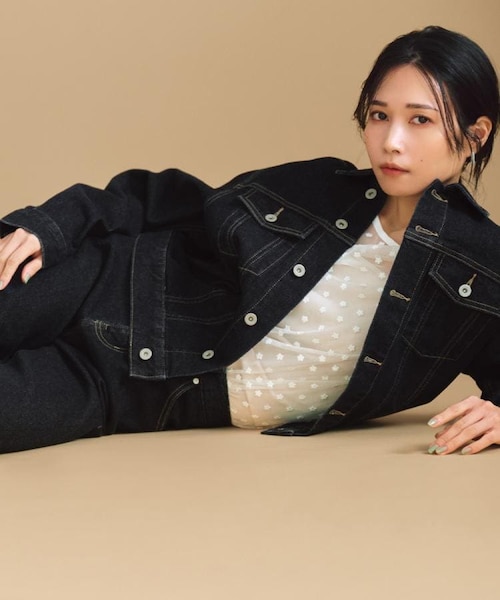 ストレッチデニムジャケット/オーガニックコットン混【洗濯機