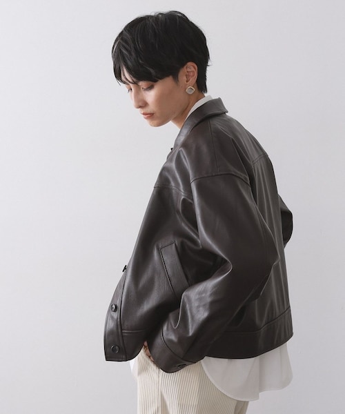 シンセティックレザー調ブルゾン【洗える】｜オペーク ドット