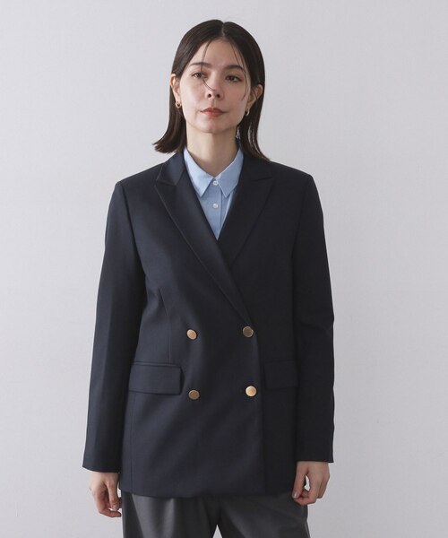 金ボタンダブルブレストテーラードジャケット【洗える】｜オペーク