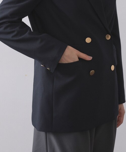金ボタンダブルブレストテーラードジャケット【洗える】｜オペーク