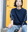 配色ラインクルーネックニット