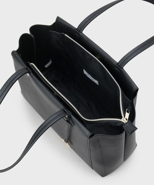 OD アスクル ブラック セール】 【A4サイズ収納可】フラワーパーツ合皮トートバッグ （トート