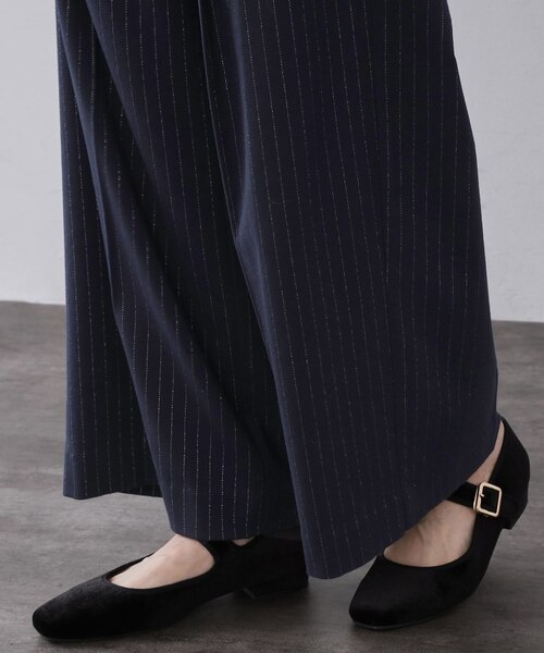 ラメストライプワイドパンツ【洗濯機OK】｜オペーク ドット クリップの