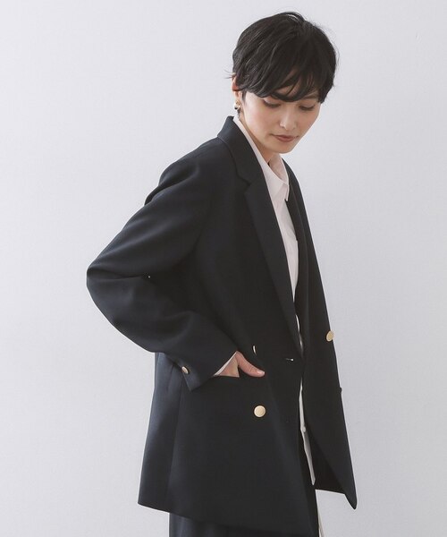 金ボタンダブルブレストテーラードジャケット／セットアップ対応