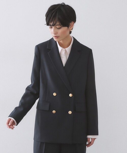 金ボタンダブルブレストテーラードジャケット／セットアップ対応