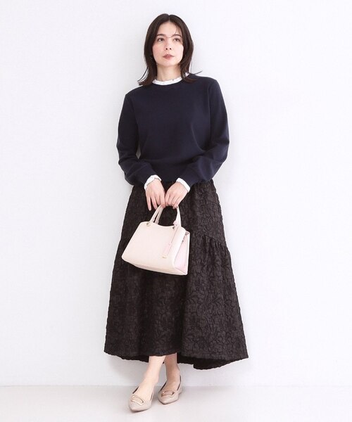 襟フリルドッキングニット【洗濯機OK】｜オペーク ドット クリップの