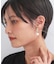 メタルハーフムーン×フェイクパールピアス