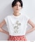 「Mickey Mouse」フロッキープリント フレンチスリーブTシャツ《洗濯機OK》