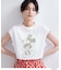 「Mickey Mouse」フロッキープリント フレンチスリーブTシャツ《洗濯機OK》