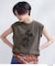 「Mickey Mouse」フロッキープリント フレンチスリーブTシャツ《洗濯機OK》