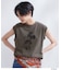 「Mickey Mouse」フロッキープリント フレンチスリーブTシャツ《洗濯機OK》
