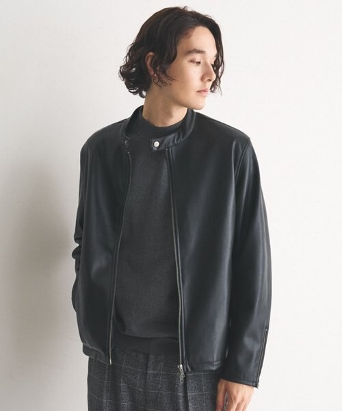 美品【THE SHOP TK】シングルライダース 　羊革　Lサイズ ヴィンテージライクシングルライダース（ライダースジャケット