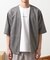 フェイクスウェードアンサンブルカーディガン【五分袖カーディガン＋半袖Tシャツセットアイテム】