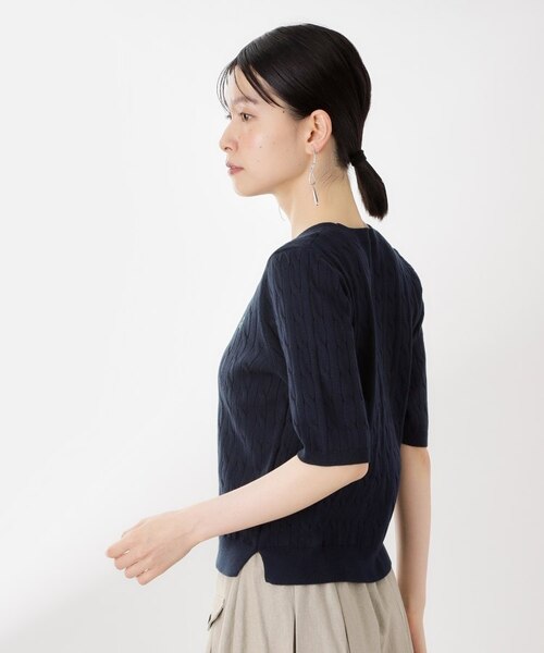 むくむくぷー です★美品★ピマコットン半袖ケーブルニット ピンク ケーブルニット 半袖 トップス - メルカリ