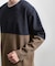 バイカラー モール風長袖Tシャツ