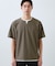 【一枚でコーディネートが完成！】レイヤード風 キーネック 半袖Tシャツ 洗濯機OK
