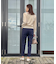【ラクチンきれい見えパンツ】リボンハイパーストレッチパンツ