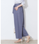 【リボン付き・通勤】シャンブレーワイドパンツ