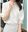 【華やか・大人可愛い・5分袖】エンブロレース前後2WAYブラウス