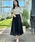 【美シルエット・通勤】シアーチェックオーガンジースカート