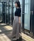 【美シルエット・通勤】シアーチェックオーガンジースカート