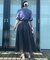 【5分袖・華奢見え・通勤】配色スカラ5分袖ニット