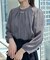 【大人可愛い・パール取り外し・通勤】・タックタイチェック柄ブラウス