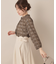 【大人可愛い・パール取り外し・通勤】・タックタイチェック柄ブラウス