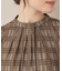 【大人可愛い・パール取り外し・通勤】・タックタイチェック柄ブラウス