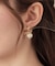 ノットリボン一粒パール調ピアス