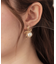 ノットリボン一粒パール調ピアス