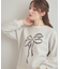 【可愛く着映える・華やか】リボンジャカード ニットトップス