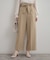 【洗える・通勤】ウエストリボン サスペンダー付きワイドパンツ