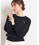 【洗える】リボンエンブロ細ケーブルニット