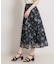 【洗える・着映え】シアーチェック フラワープリント スカート