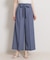 【洗える・S-LL】マリン風アソート釦 シャンブレーワイドパンツ