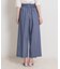 【洗える・S-LL】マリン風アソート釦 シャンブレーワイドパンツ