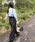 【2WAY・洗える】サスペンダー付き ハイウエストパンツ