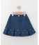 【110-140cm】フェイクパール付きデニムプリーツスカート