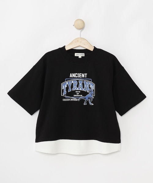100-150cm】アソートプリント裾レイヤード五分袖Tシャツ