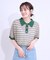 【S-LL】大人カジュアルコーデに 透かし編みボーダー ポロニット
